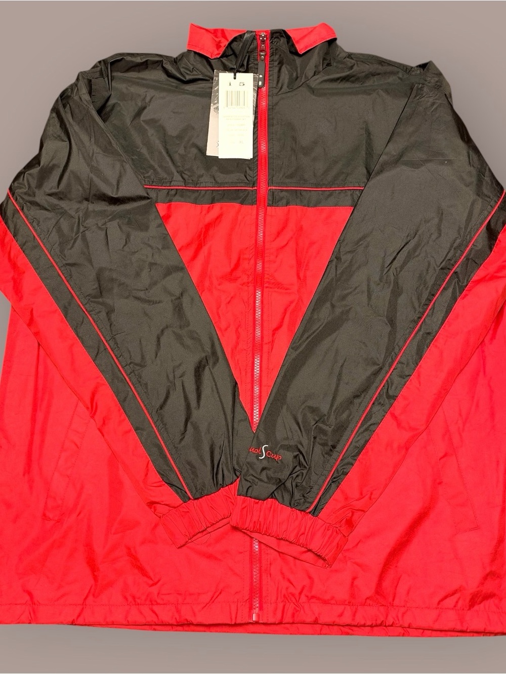 i5 Apparel Men’s XL Red Black Colorblock Windbreaker Jacket NWT Retro